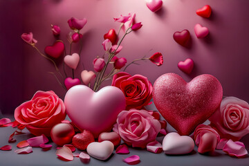 Pinke Herzchen zum Valentinstag