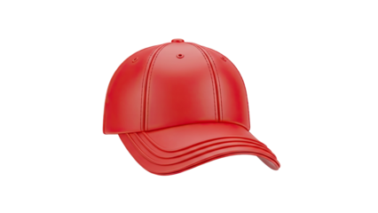 3D Red baseball cap isolated on white on transparent background