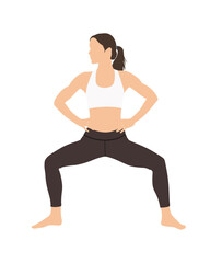 Flat vector people and illustration, woman with sport exercise outfit