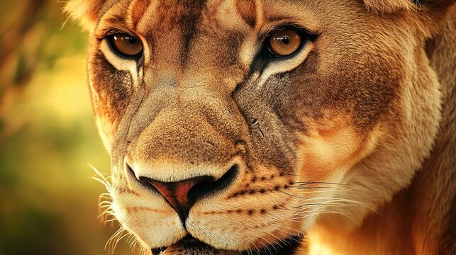 lioness. A close-up of a lioness in the savanna, showcasing strength and wild beauty. wildlife magazines, conservation campaigns, designed for nature documentaries and education.