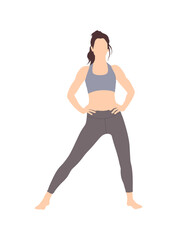 Flat vector people and illustration, woman with sport exercise outfit