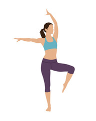 Flat vector people and illustration, woman with sport exercise outfit
