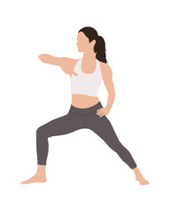 Flat vector people and illustration, woman with sport exercise outfit