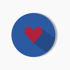  Blue circle with red heart symbol