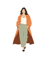 Flat vector people and illustration, woman with casual outfit