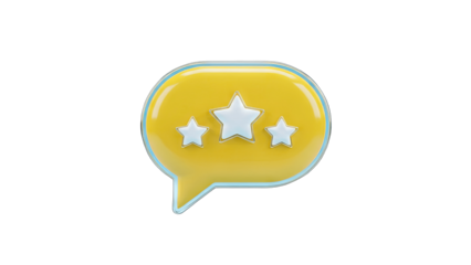 3D Yellow Speech Bubble with Stars on transparent background