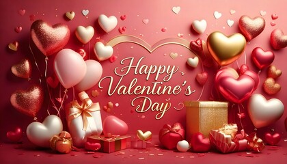 Valentine s day celebration with heart balloons and candles