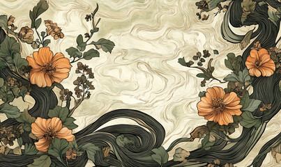 Tile or carpet pattern background with decorative, symmetrical elements. Ideal for wallpaper, textiles, or digital design projects.