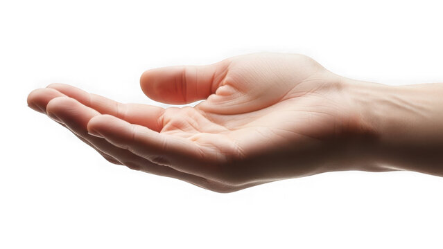 Outstretched hand offering isolated on transparent background