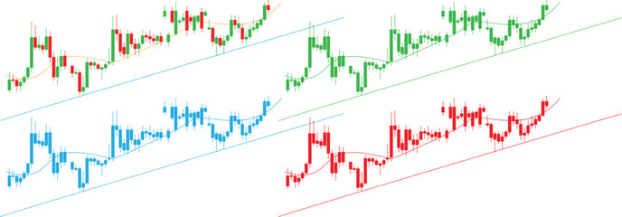 Obraz premium Bullish Candlestick Chart Trend Vector Set for Stock, Forex and Crypto Market Analysis
