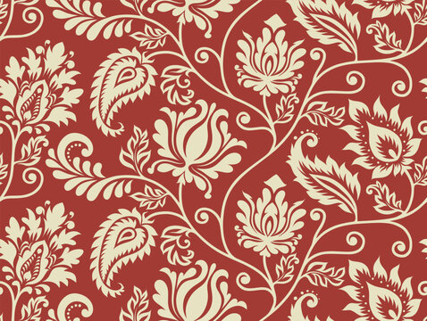 Abstract Ornament floral seamless pattern with paisley style.