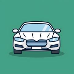 car on a green background in flat vector illustration 