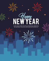 new year city scape greeting