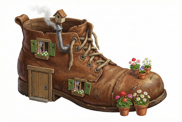 Isometric Whimsical Fairy Tale Boot House