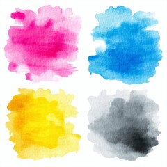 Obraz premium Hand drawn abstract watercolor background featuring blue ink splashes and grunge paint textures on vintage paper with an artistic cloud pattern illustration