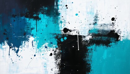 A dark and aged blue grunge background features a textured wall design with rough paint splashes, vintage paper patterns, and a dirty, weathered surface perfect for an artistic backdrop