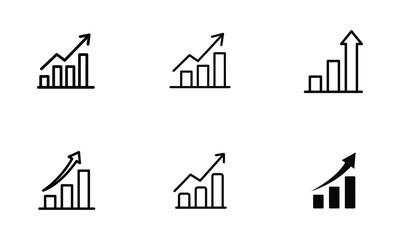 Growth Chart and Progress Bar Graph Icon Set