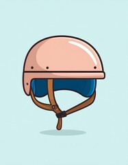 Fototapeta premium Stylish Pink Helmet Illustration on a Light Blue Background, Perfect for Safety and Protection.