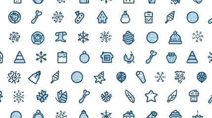 illustration of Winter icon pattern in flat design style, featuring simple shapes and clean lines,...