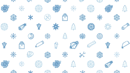 illustration of Winter icon pattern in flat design style, featuring simple shapes and clean lines, with a minimalist aesthetic, incorporating icy blue with png Transparent 