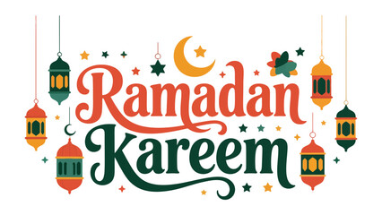 Ramadan Kareem: A festive and vibrant graphic design celebrating the holy month, featuring traditional lanterns and elegant typography to evoke the spirit of the occasion. © Abdul