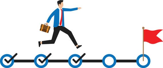 tracking and goal tracker, task completion progress concept, businessman holding big pencil to check comProject pleted tasks.