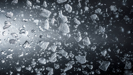 Ice Shards Drift in Dark Space