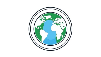 Obraz premium Globe earth icon with double circle vector illustration