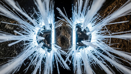 Crystal Explosion in Dark Rock