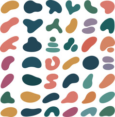 Colorful abstract shapes on white background blobs