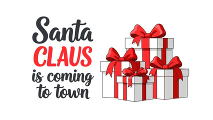 Festive Holiday Season Greeting with Santa Claus and Gift Boxes Illustration