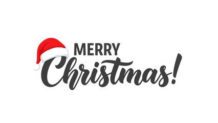 A festive "Merry Christmas" greeting with a Santa hat illustration. © Atikah