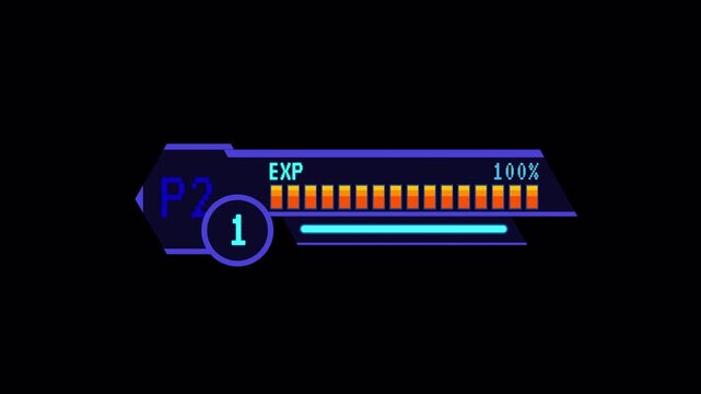 Exp bar game pixel art ui element progress level digital retro video