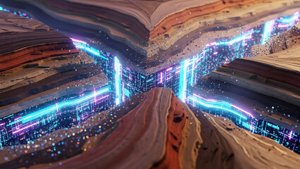 Abstract Canyon with Neon Tech Glow