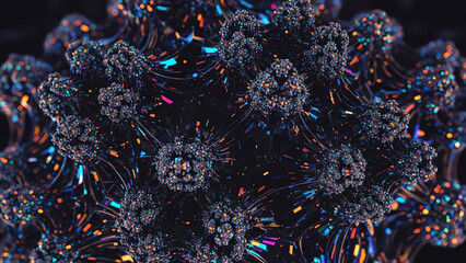 Molecular Cluster Under Dark Blue Glow