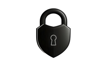 A sleek black padlock icon representing security and digital protection isolated on transparent background