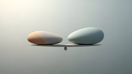 Two Smooth Pebbles Balanced on a Narrow Scale in Soft Light