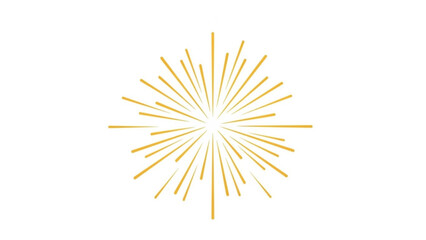 Golden Burst Radiating Light Rays Isolated on White Background Vector Illustration