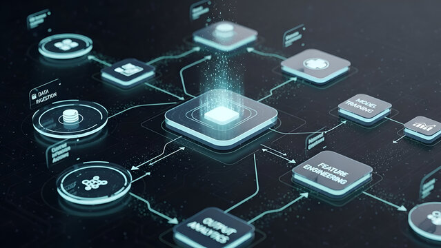 Digital Data Center with Connected Nodes and Floating Core - Powered by Adobe