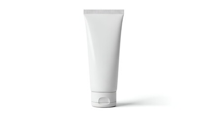 White Tubed Cosmetic Cream Container Standing on White Surface