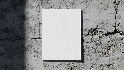 Blank White Card Placed on Cracked Concrete Surface Outdoors