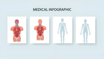 Medical Infographic Showing Internal Organs and Skeletal System