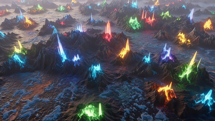Multicolored Crystal Peaks Landscape