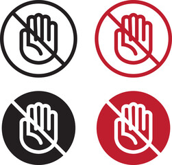 Obraz premium Don't touch vector icons set. Do not enter sign with hand