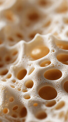 Organic porous sponge texture shown in macro view creating an abstract natural background.
