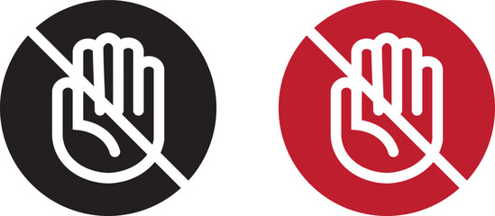 Obraz premium Don't touch vector icons set. Do not enter sign with hand