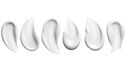 Set Of White Skincare Cream Swatches On Black Background