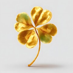 gro&Atilde;&Yuml;es goldenes kleeblatt 4 bl&Atilde;&curren;tter gl&Atilde;&frac14;ck auf wei&Atilde;&Yuml;em hintegrund. illustration