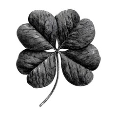 four leaf clover, drawn in pencil style, black and white, smooth shading, high contrast, white background