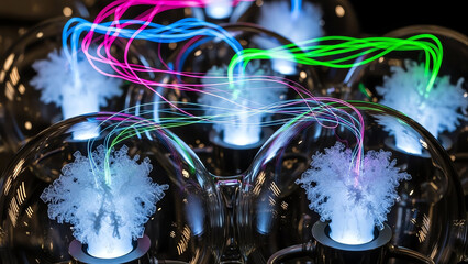 Naklejka premium Science Glass Orbs Glowing